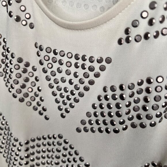 HAUTE HIPPIE Ivory Cream Metal Studded Sleeveless Midi Dress Bodycon Size Small - Picture 4 of 12